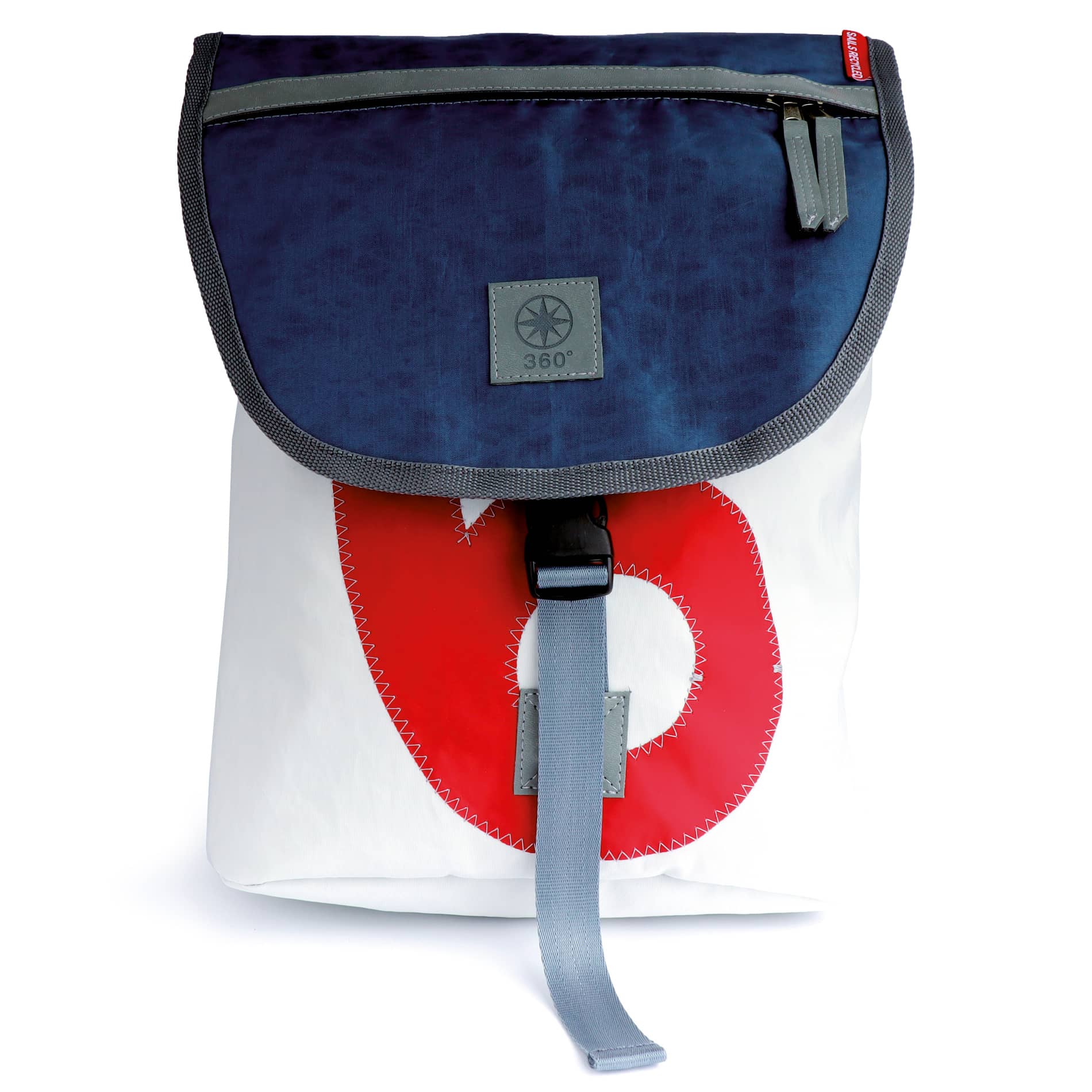 Landgang Mini Rucksack weiß- Vintage Blau, Zahl Rot